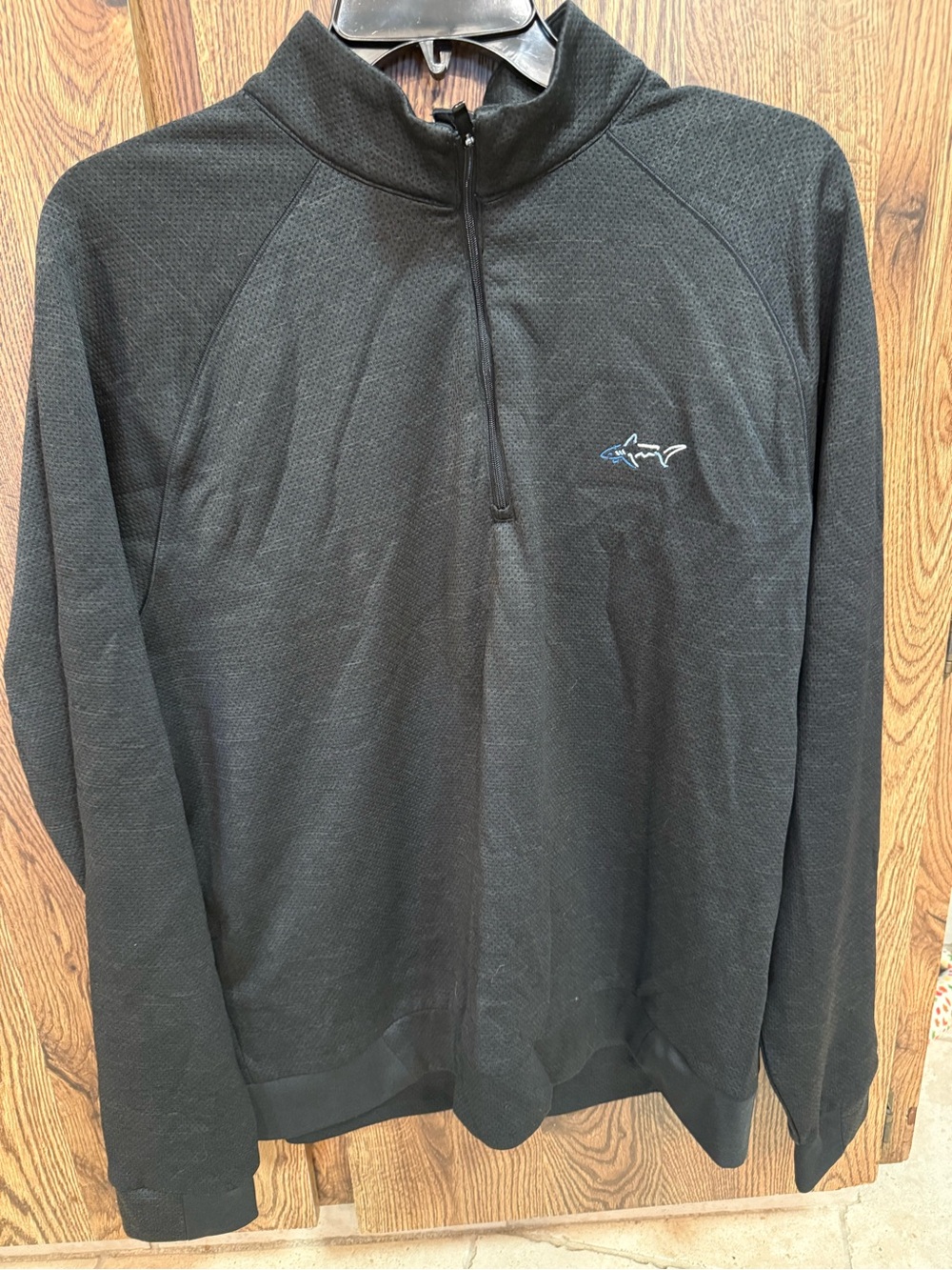 Greg Norman Collection Black Quarter-Zip Pullover with Shark Emblem